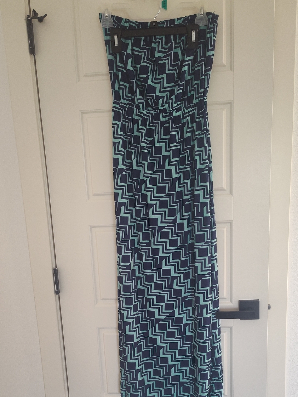 5th & Love Strapless Chevron Maxi Dress in Navy and Teal